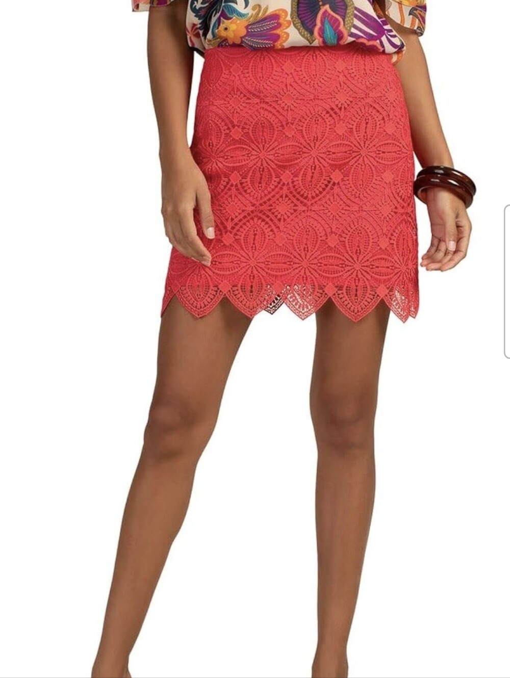 NWOT Coral Lace/Crochet Scallop-Hem Mini Skirt - 00